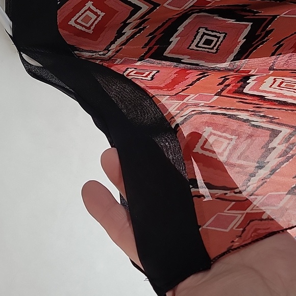 REBORN Boat Neck Cold Shoulder Southwest Sheer Tunic Blouse Size 1XL - Picture 5 of 8